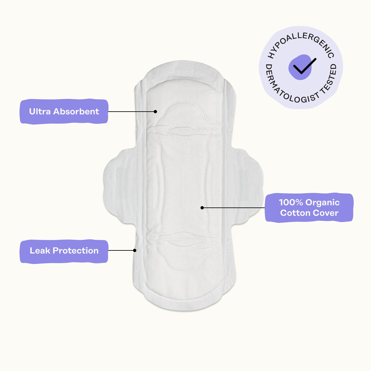 Organic Cotton Cover Calming Herbal Infusion Regular Pads With Wings